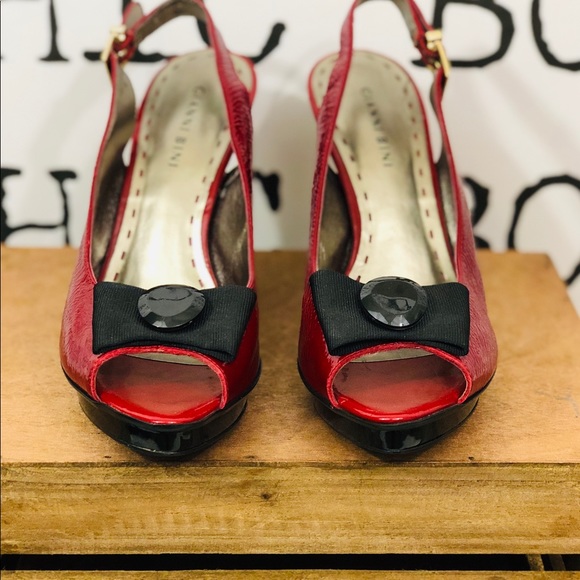 Gianni Bini Shoes Gianni Bini Red Patent Leather Slingback Pumps